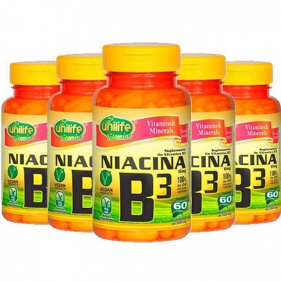 Vitamina B3 (Niacina) 5 Un de 60 Cápsulas - Unilife
