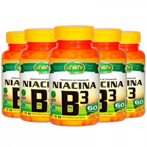 Vitamina B3 (Niacina) - 5x 60 Cápsulas - Unilife