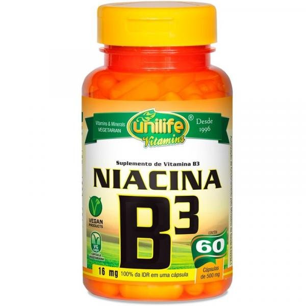 Vitamina B3 Niacina 60 Cápsulas Unilife