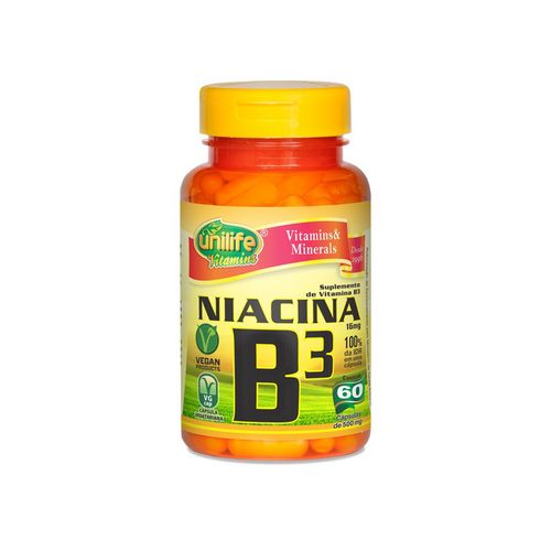 Vitamina B3 Niacina - Unilife - 60 Cápsulas