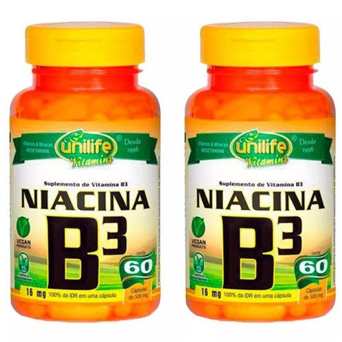Vitamina B3 (Niacina) - 2X 60 Cápsulas - Unilife