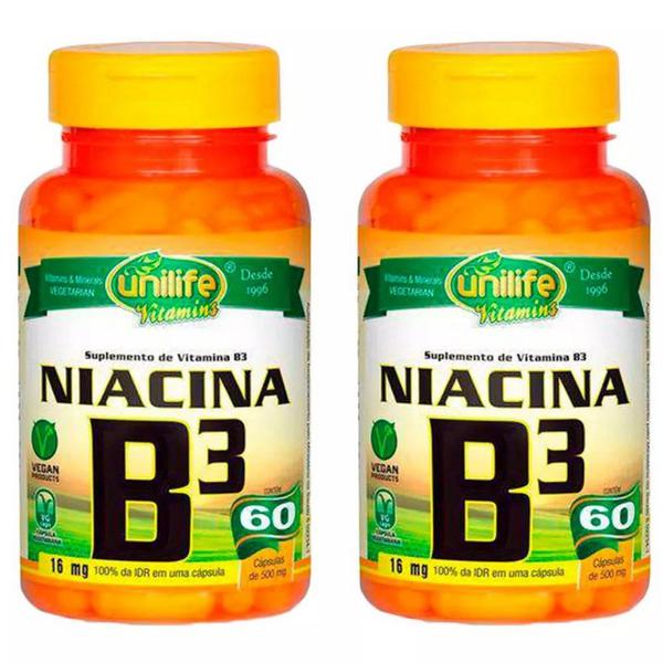 Vitamina B3 (Niacina) - 2x 60 Cápsulas - Unilife