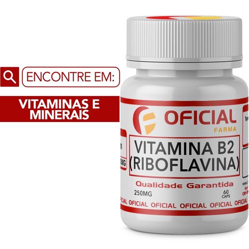 Vitamina B2 (Riboflavina) 250mg 60 Cápsulas