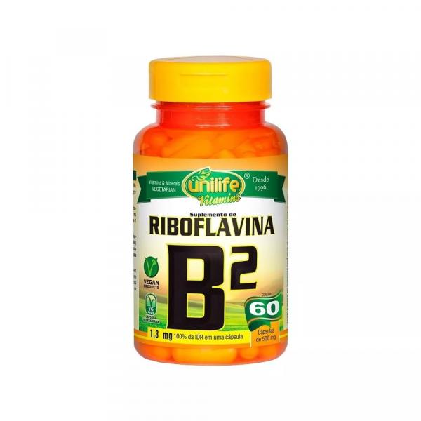 Vitamina B2 Riboflavina 60 Cápsulas 500mg Unilife