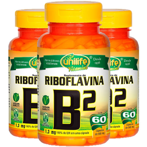 Vitamina B2 (Riboflavina) 3X60 Cápsulas Unilife