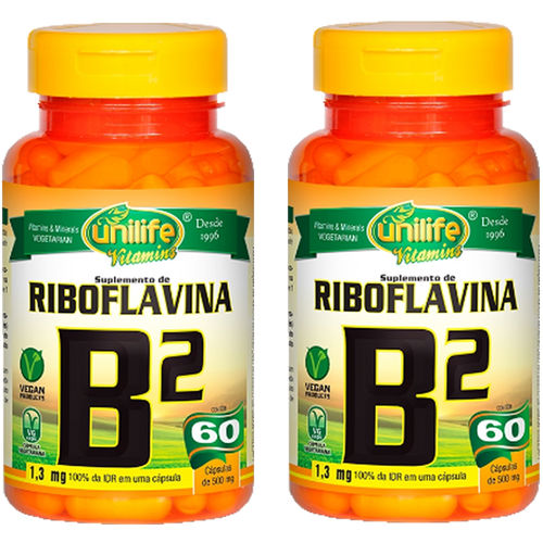 Vitamina B2 (Riboflavina) 2X60 Cápsulas Unilife