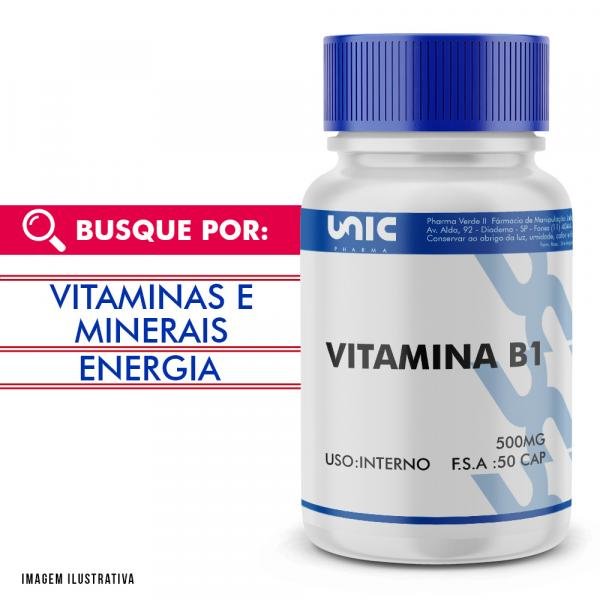 Vitamina B1 500mg 50 Caps - Unicpharma
