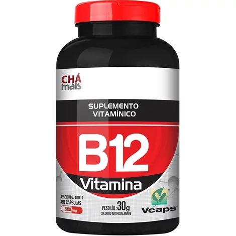 Vitamina B12 60 Cápsulas 500mg Chá Mais