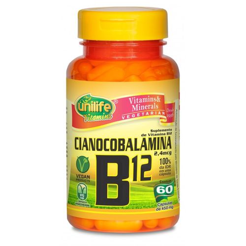 Vitamina B12 Cianocobalamina 450mg 60 Capsulas