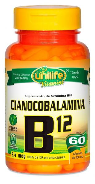 Vitamina B12 Cianocobalamina 60 Cápsulas 450mg - Unilife