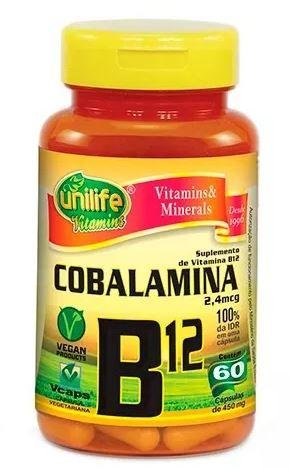 Vitamina B12 - Cianocobalamina 60 Capsulas - Unilife