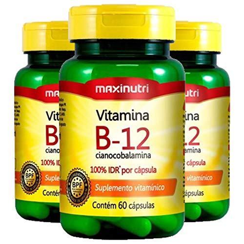 Vitamina B12 (cianocobalamina) - 3 Unidades de 60 Cápsulas - Maxinutri