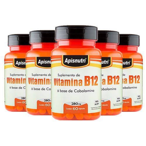 Vitamina B12 (cobalamina) - 5 Un de 60 Cápsulas - Apisnutri