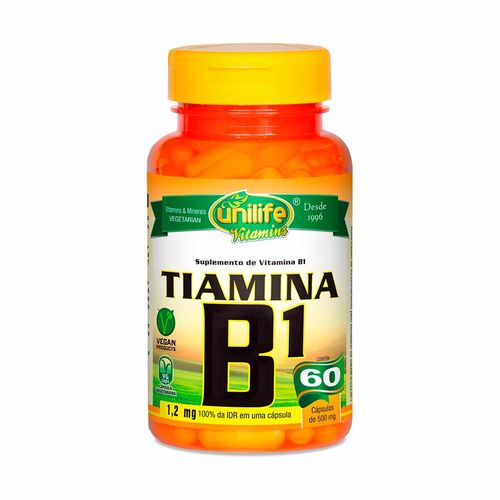 Vitamina B1 Tiamina - Unilife - 60 Cápsulas de 500mg