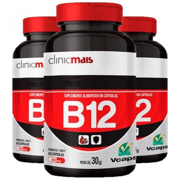 Vitamina B12 - 3 Unidades 60 Cápsulas - Clinic Mais