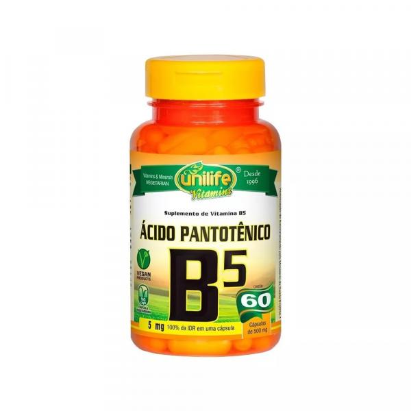 Vitamina B5 Ácido Pantotênico 60 Cápsulas 500mg Unilife