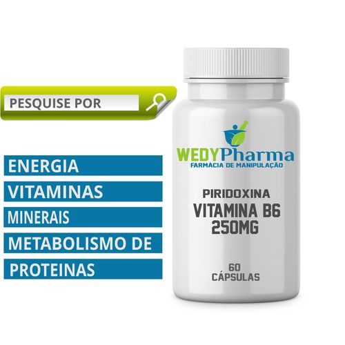Vitamina B6 250mg 60 Cápsulas
