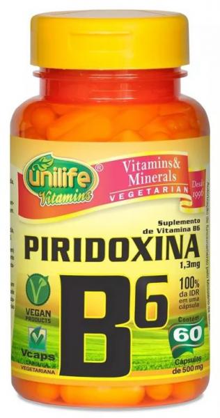 Vitamina B6 - Piridoxina 500 Mg - 60 Capsulas - Unilife