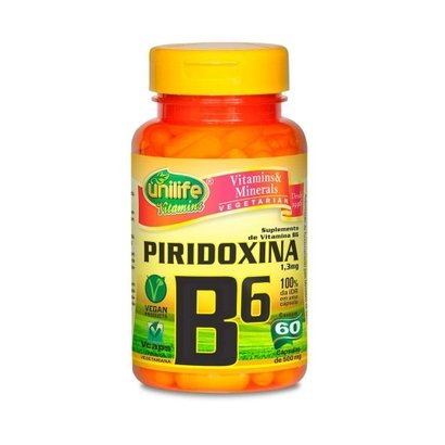 Vitamina B6 (Piridoxina) - 60 Cápsulas - Unilife