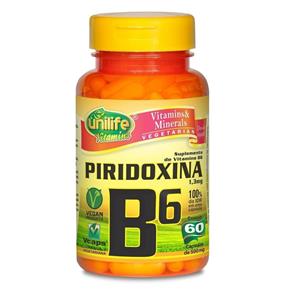 Vitamina B6 Piridoxina - Unilife - SEM SABOR - 60 CÁPSULAS