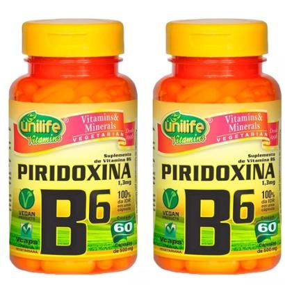 Vitamina B6 (Piridoxina) - 2x 60 Cápsulas - Unilife
