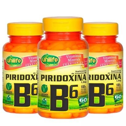 Vitamina B6 (Piridoxina) - 3x 60 Cápsulas - Unilife