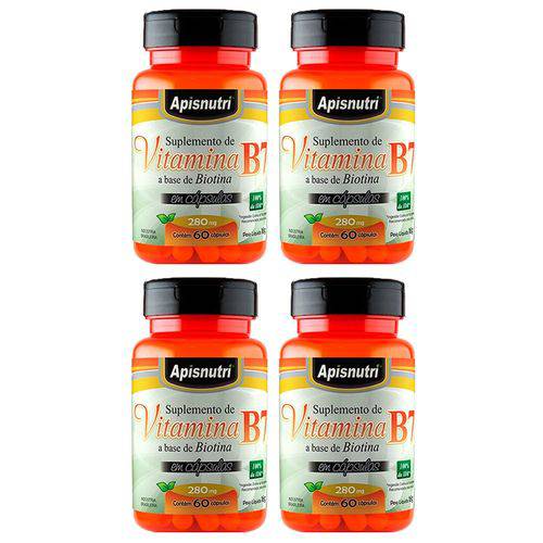 Vitamina B7 (Biotina) - 4 Un de 60 Cápsulas - Apisnutri