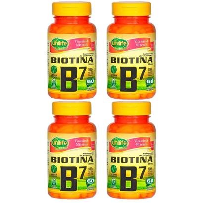 Vitamina B7 (Biotina) - 4x 60 Cápsulas - Unilife