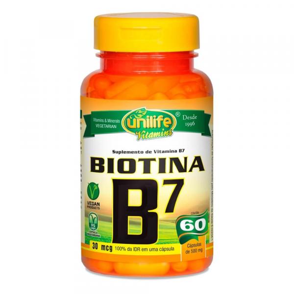 Vitamina B7 Biotina 500mg 60 Cáps - Unilife