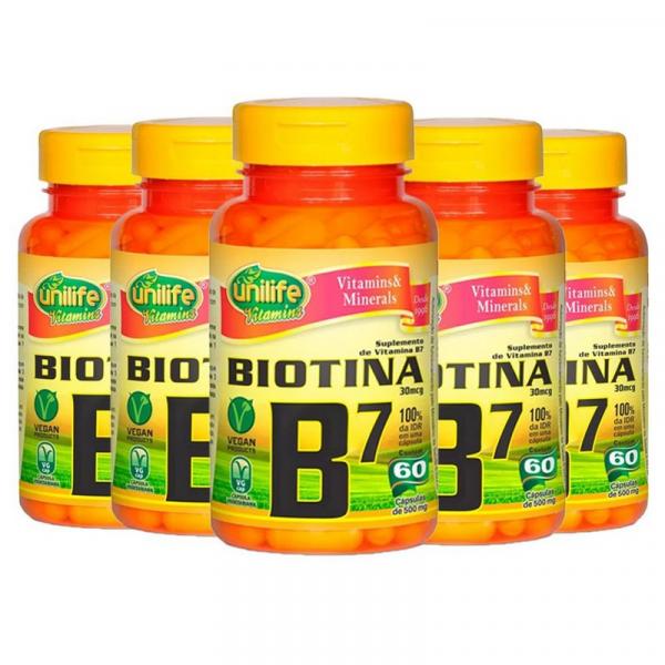 Vitamina B7 (Biotina) - 5x 60 Cápsulas - Unilife