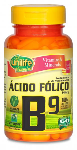Vitamina B9 - Acido Folico 500mg - 60 Capsulas - Unilife