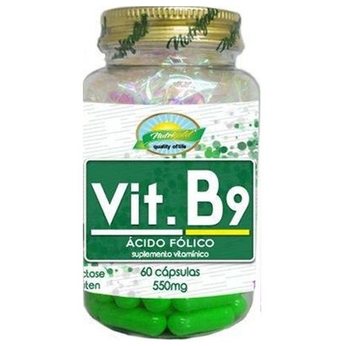 Vitamina B9 Ácido Fólico 60 Caps 550mg - Nutrigold
