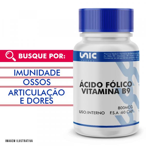 Vitamina B9 (Ácido Fólico) 800mcg - Unicpharma