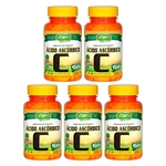Kit 5 Vitamina C - Ácido Ascórbico - 60 cap