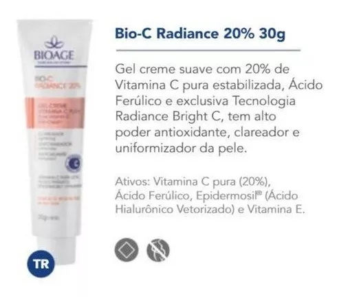 Vitamina C Facial Antienvelhecimento 20% Bio Radiance 20% 30g - Bioage