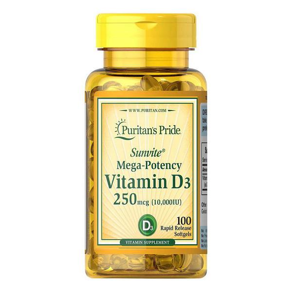 Vitamina D3 10.000 Iu 100 Softgels Importada Puritans Pride