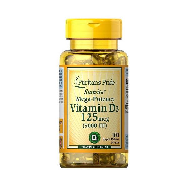 Vitamina D3 125mcg 5,000 UI 100 Softgels - Puritan's Pride