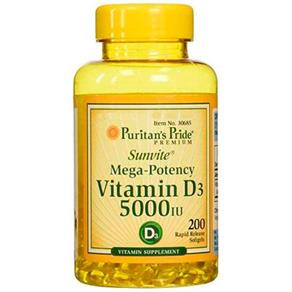 Vitamina D3 5000iu Puritan`s Pride - 200 SOFTGELS