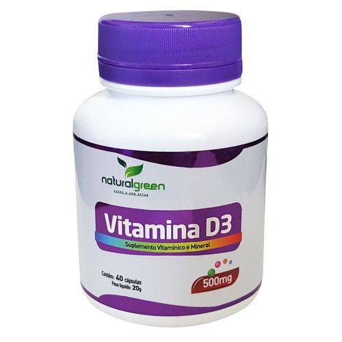 Vitamina D3 500mg com 40 Cápsulas