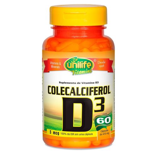 Vitamina D3 60 Cápsulas (470mg) Colecalciferol - Unilife