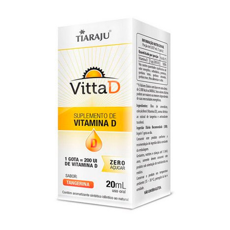 Vitamina D em Gotas Vitta D Sabor Tangerina - Tiaraju - 20Ml