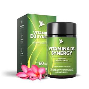 Vitamina D3 Sinergy (Vitaminas D3 2000ui+k2+A) - 60 CÁPSULAS - SEM SABOR