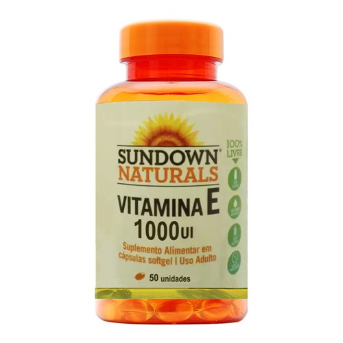 Vitamina e 1000UI Sundown Naturals com 50 Cápsulas
