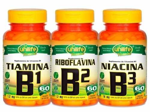 Vitaminas B1 Tiamina, B2 Riboflavina, B3 Niacina 3X60 Cáps (Sem Sabor)