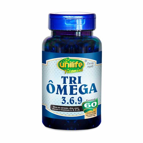 Vitaminas Tri Ômega 3 6 9 - Unilife - 60 Cápsulas de 1000mg