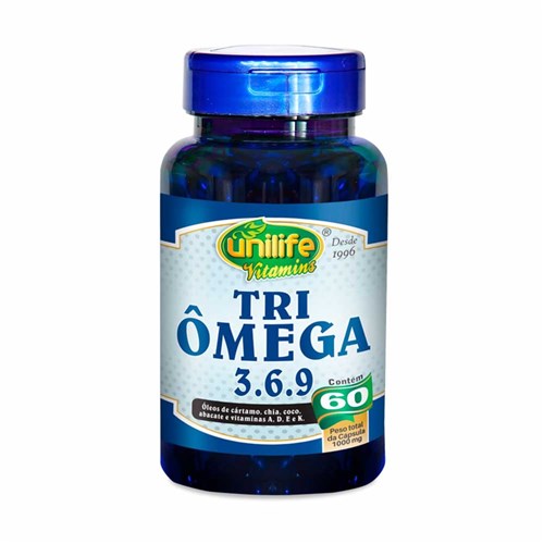 Vitaminas Tri Ômega 3 6 9 - Unilife - 60 Cápsulas de 1000Mg