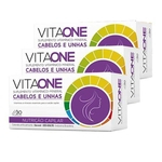 Vitaone Kit 3x Cabelo E Unha Suplemento Vitamínico Mineral 30 Cáps - One Farma