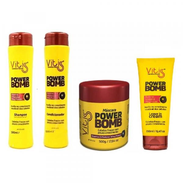 Vitiss Power Bomb Shampoo + Condicionador 500ml + Máscara 500g + Leave In
