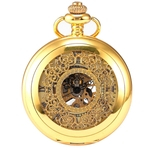 W079 Ouro Shell Luminous Roman Pocket Watch Nightvision esqueleto do rel¨®gio de bolso