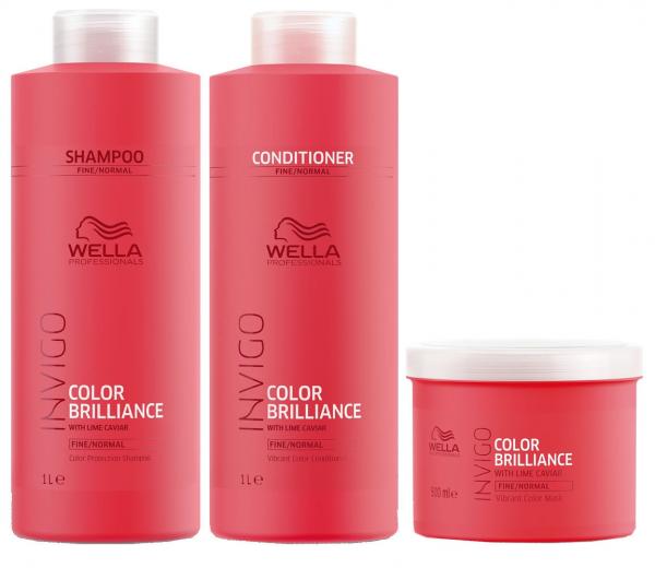 Wella Invigo Color Brilliance Shampoo (1000ml), Condicionador (1000ml) e Máscara (500ml)